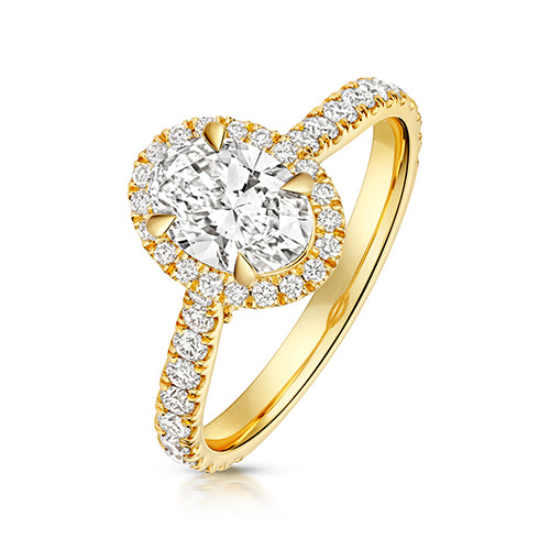 Lab Grown Certified Oval Halo Diamond Set Shoulders