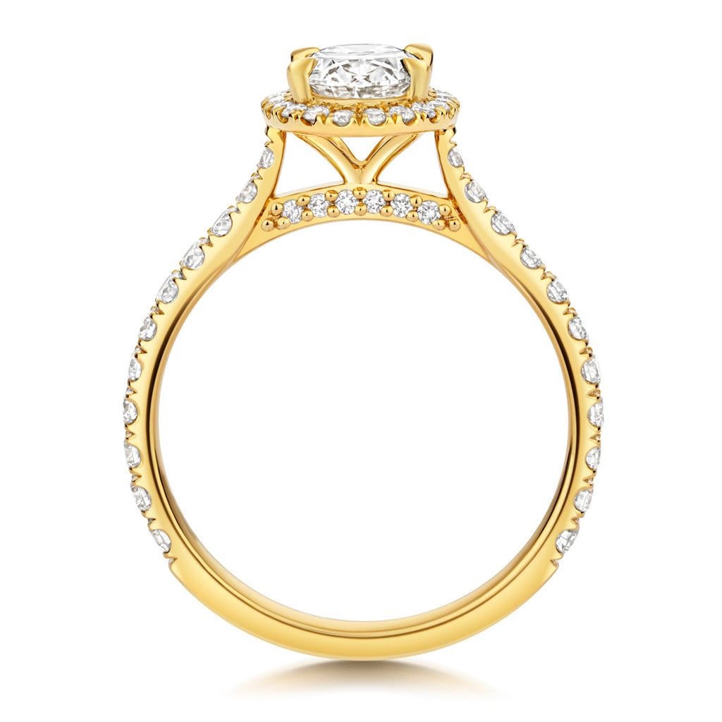 Lab Grown Certified Oval Halo Diamond Set Shoulders