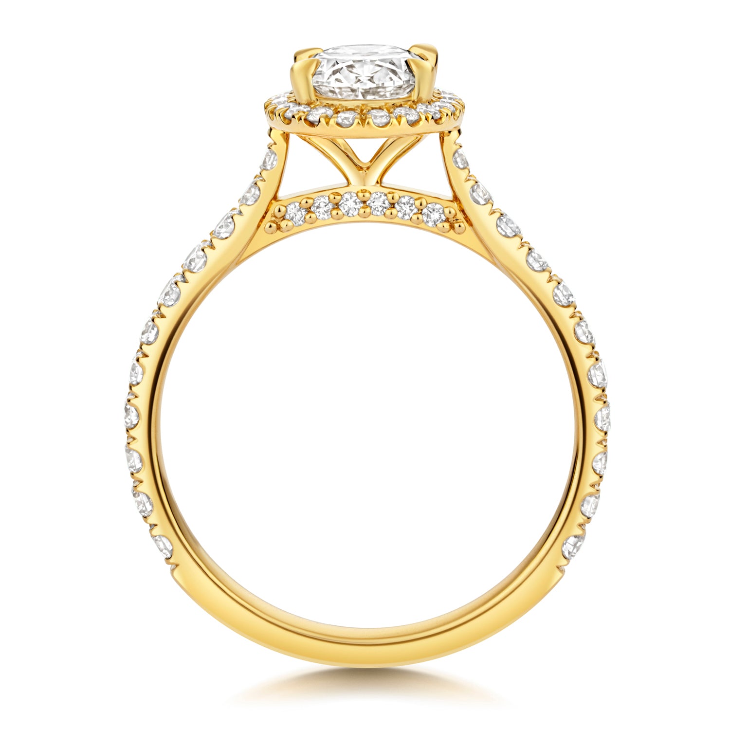 Lab Grown Certified Oval Halo Diamond Set Shoulders