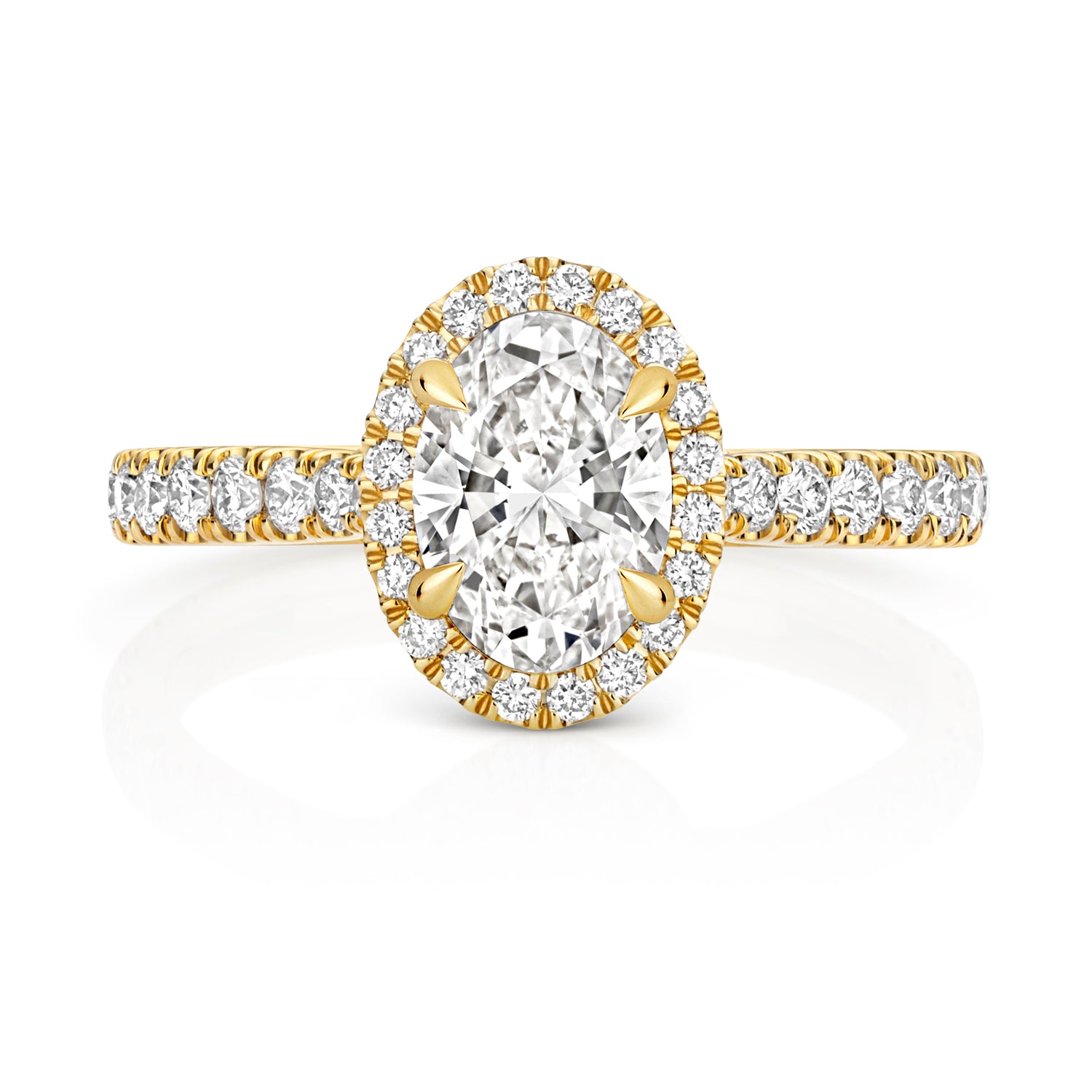 Lab Grown Certified Oval Halo Diamond Set Shoulders