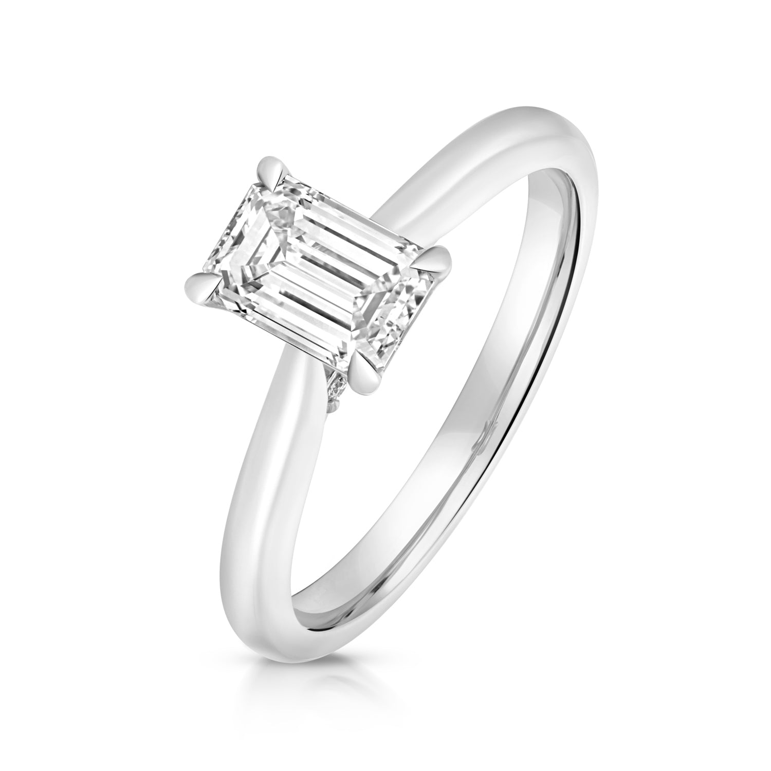 Lab Grown IGI Certified Emerald Cut Diamond Solitaire With Plain Shoulders