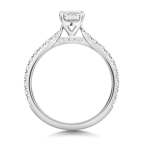 Lab Grown IGI Certified Emerald Cut Diamond Solitaire With Diamond Shoulders