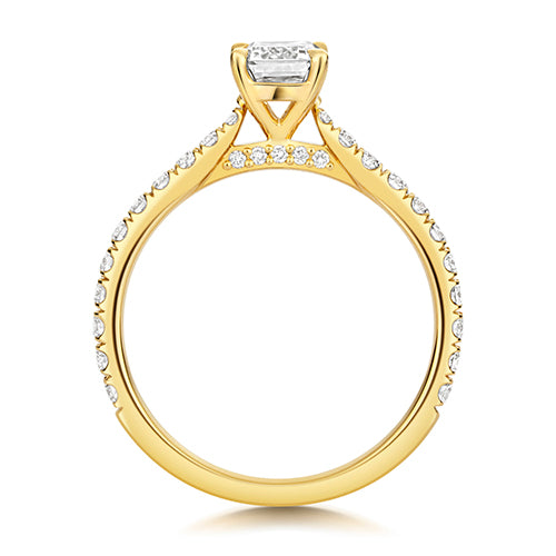 Lab Grown IGI Certified Emerald Cut Diamond Solitaire With Diamond Shoulders