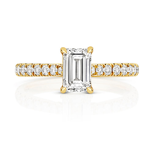 Lab Grown IGI Certified Emerald Cut Diamond Solitaire With Diamond Shoulders