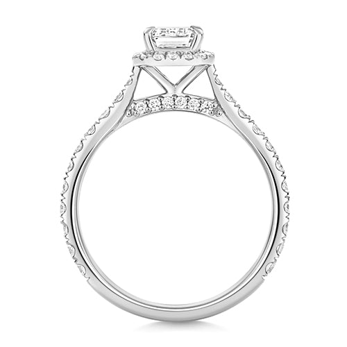 Lab Grown Certified Emerald Cut Halo Diamond Set Shoulders