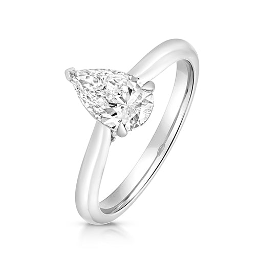 Lab Grown IGI Certified Pear Solitaire With Plain Shoulders