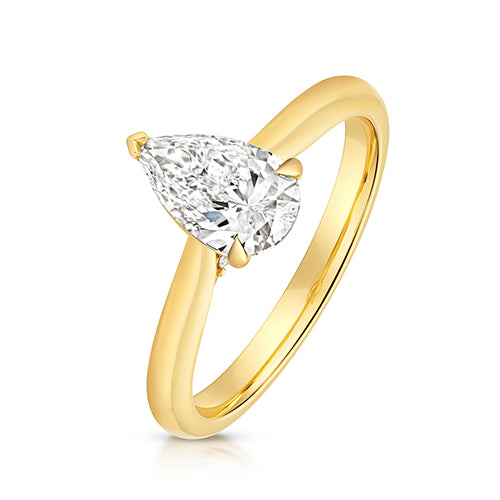 Lab Grown IGI Certified Pear Solitaire With Plain Shoulders