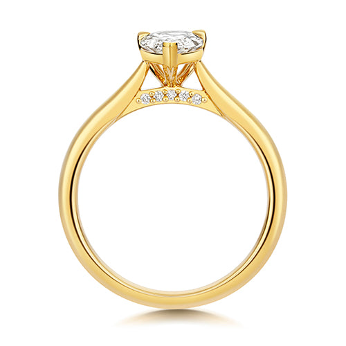 Lab Grown IGI Certified Pear Solitaire With Plain Shoulders