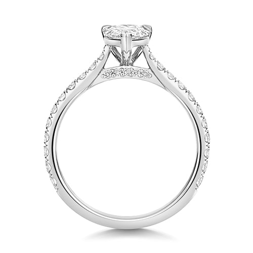 Lab Grown IGI Certified Pear Cut Diamond Solitaire With Diamond Shoulders