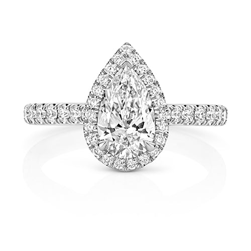 Lab Grown Certified Pear Shape Halo Diamond Set Shoulders