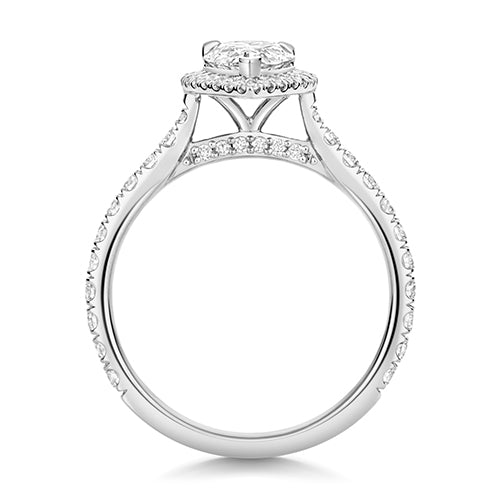Lab Grown Certified Pear Shape Halo Diamond Set Shoulders