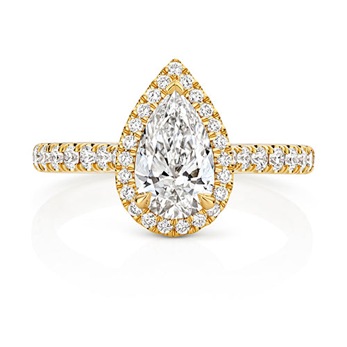 Lab Grown Certified Pear Shape Halo Diamond Set Shoulders