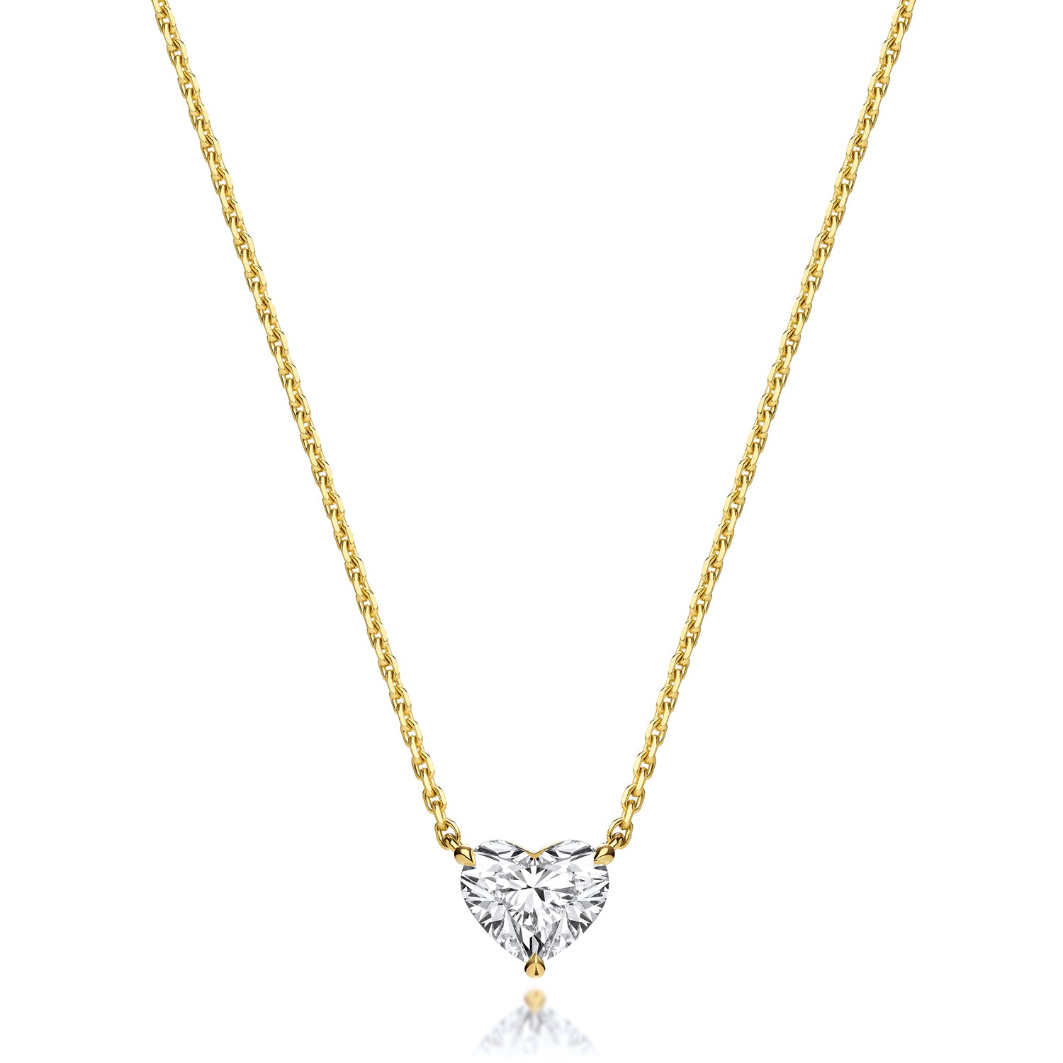 Lab Grown IGI Certified Heart Shape Cut Diamond Necklace In 18ct Gold