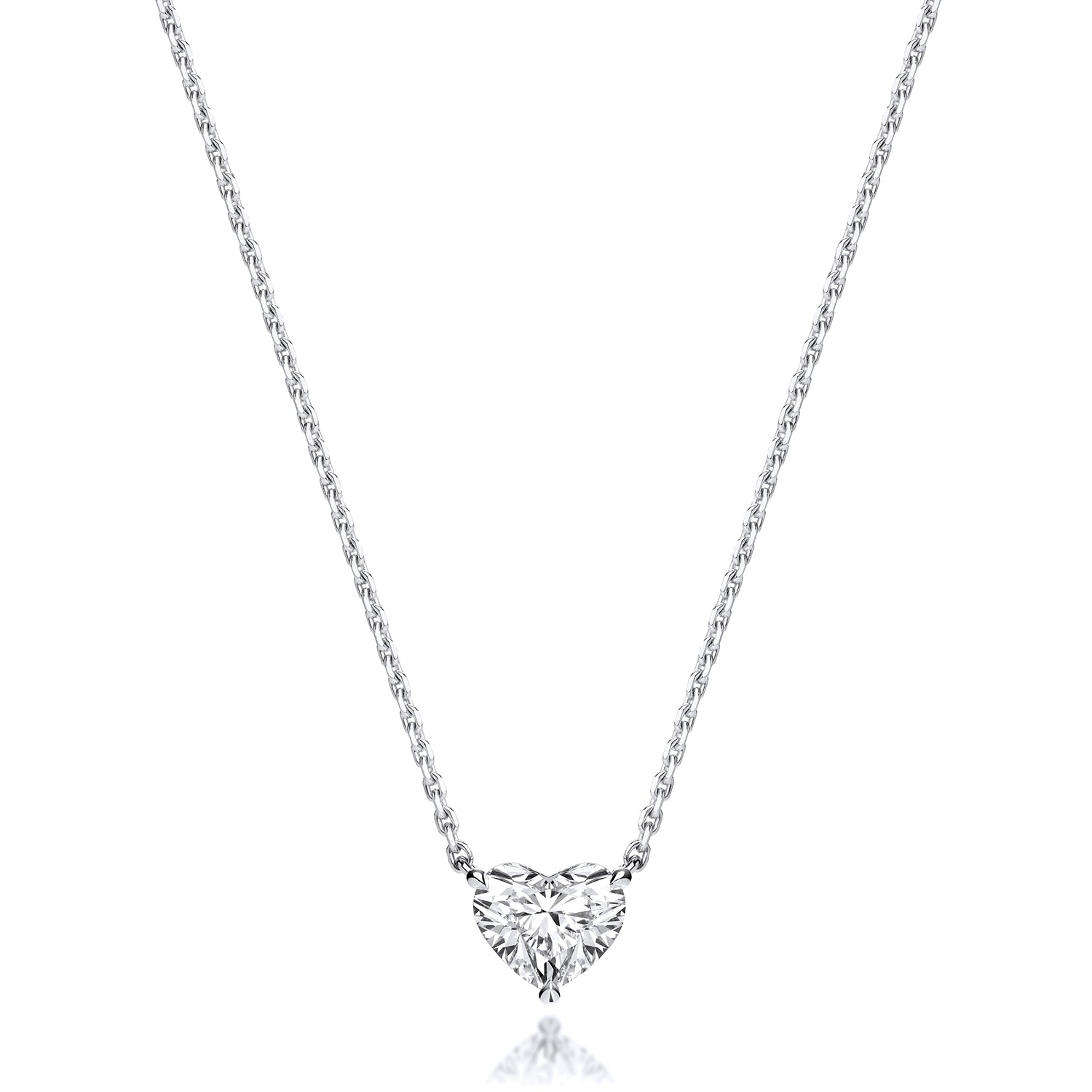 Lab Grown IGI Certified Heart Shape Cut Diamond Necklace In 18ct Gold