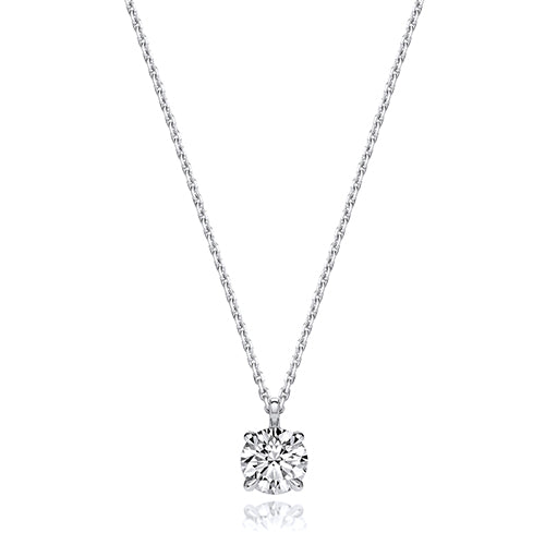 Lab Grown IGI Certified Round Cut Diamond Drop Necklace In 18ct Gold