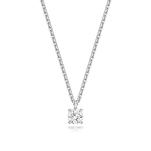Silver Lab Grown Round Cut Diamond Drop Necklace