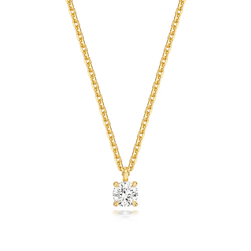 Silver Lab Grown Round Cut Diamond Drop Necklace
