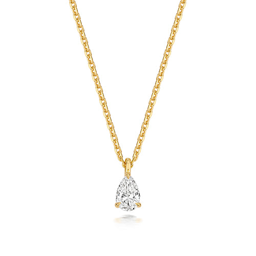 Silver Lab Grown Pear Shape Cut Diamond Drop Necklace