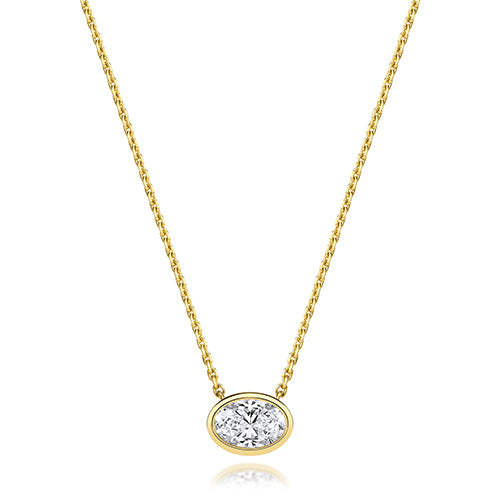 Lab Grown IGI Certified Oval Brilliant Cut Diamond Rubover In 18ct Gold