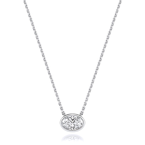 Lab Grown IGI Certified Oval Brilliant Cut Diamond Rubover In 18ct Gold
