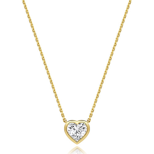 Lab Grown IGI Certified Heart Shape Brilliant Cut Diamond Rubover In 18ct Gold