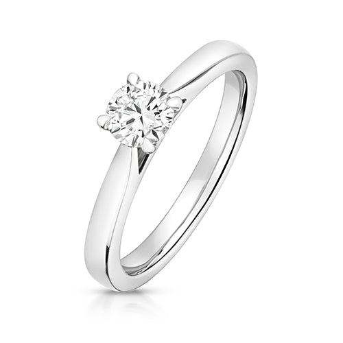 Lab Grown Round Diamond 4 Claw Solitaire Ring In Silver