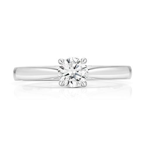 Lab Grown Round Diamond 4 Claw Solitaire Ring In Silver