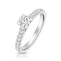 Lab Grown Round Diamond 4 Claw Solitaire Shoulder Set Ring In Silver