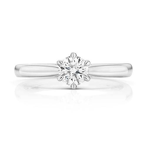 Lab Grown Round Diamond 6 Claw Solitaire Ring In Silver