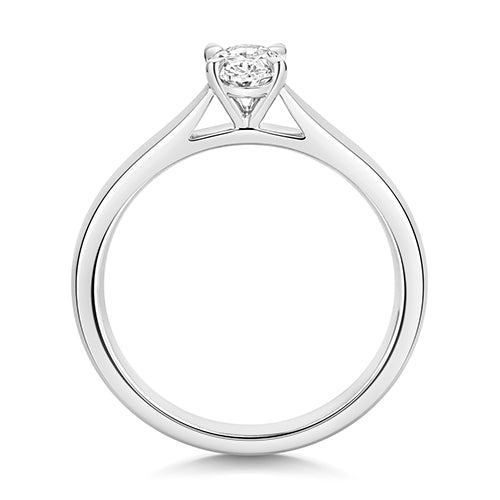 Lab Grown Oval Diamond 4 Claw Solitaire Ring In Silver