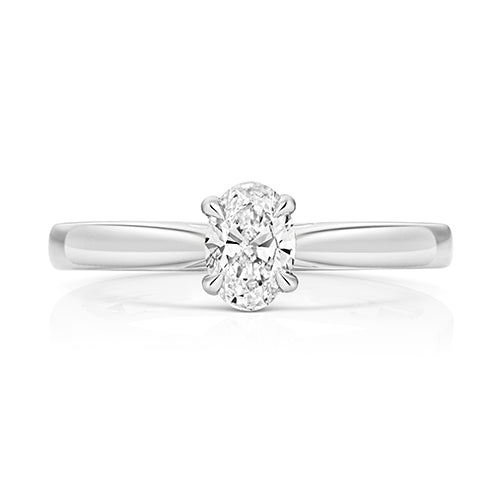 Lab Grown Oval Diamond 4 Claw Solitaire Ring In Silver