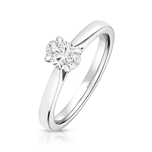 Lab Grown Oval Diamond 4 Claw Solitaire Ring In Silver