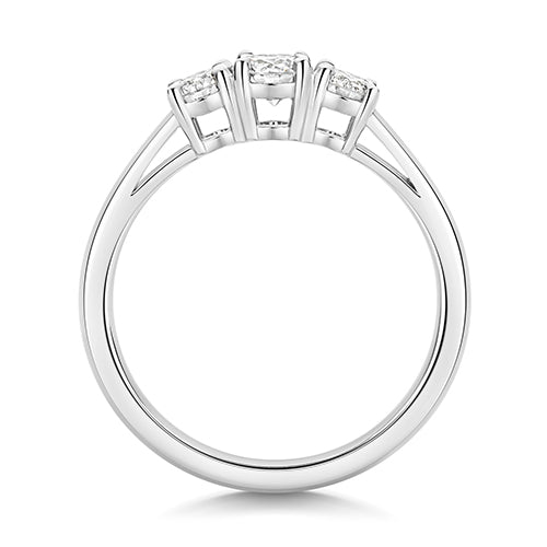 Lab Grown Round Diamond 3 Stone Ring In Silver