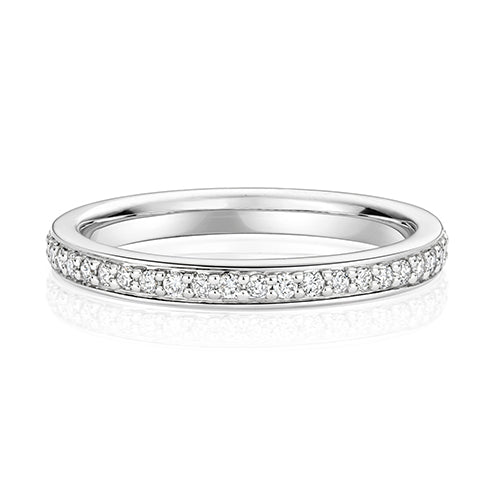 Lab Grown Round Diamond Half Set Eternity Ring In Silver