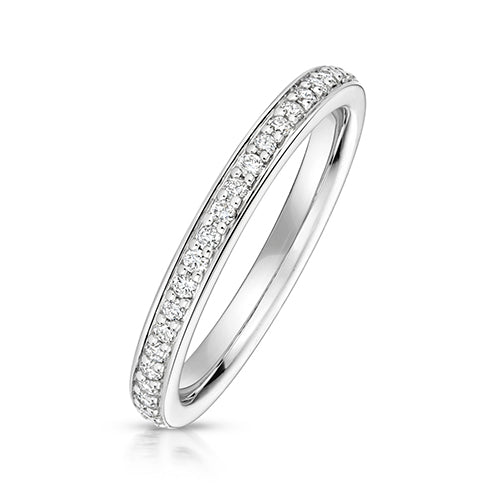 Lab Grown Round Diamond Half Set Eternity Ring In Silver