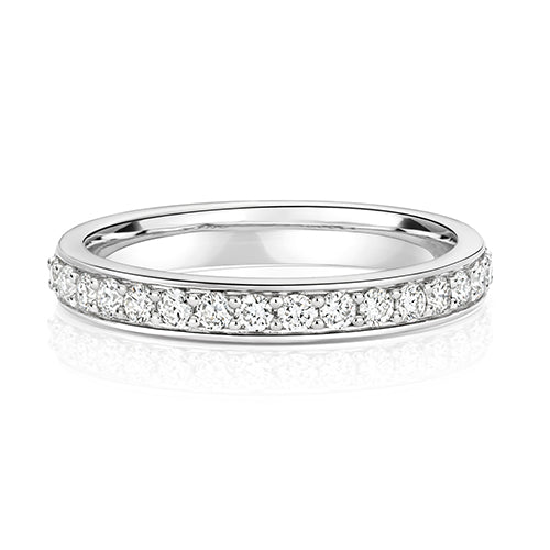 Lab Grown Round Diamond Half Set Eternity Ring In Silver