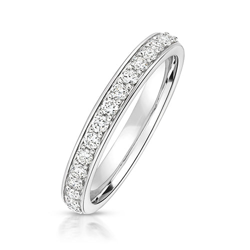 Lab Grown Round Diamond Half Set Eternity Ring In Silver