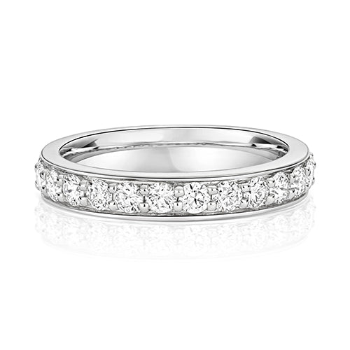 Lab Grown Round Diamond Half Set Eternity Ring In Silver