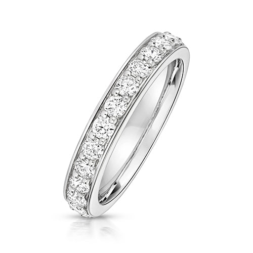 Lab Grown Round Diamond Half Set Eternity Ring In Silver