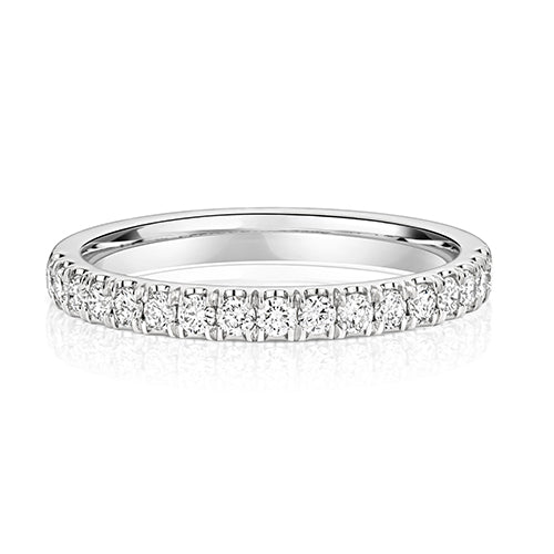 Lab Grown Round Diamond Cut Down Half Set Eternity Ring In Silver