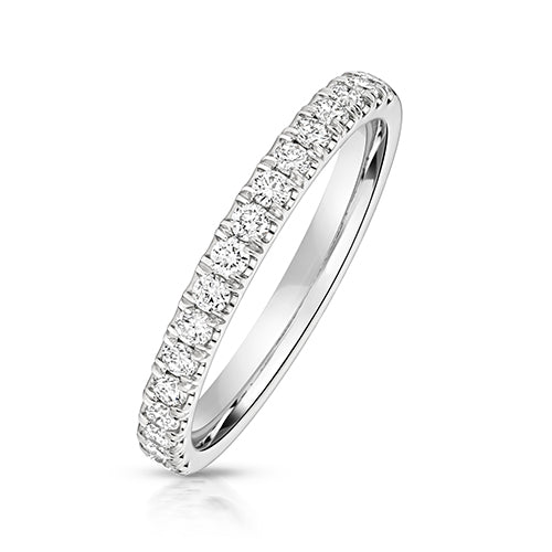 Lab Grown Round Diamond Cut Down Half Set Eternity Ring In Silver