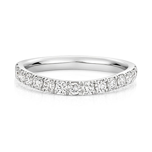 Lab Grown Round Diamond Cut Down Half Set Shaped Eternity Ring In Silver