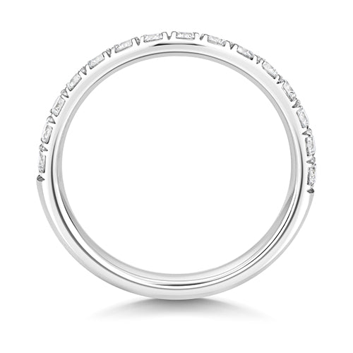 Lab Grown Round Diamond Cut Down Half Set Shaped Eternity Ring In Silver