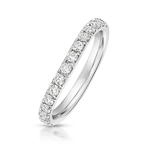 Lab Grown Round Diamond Cut Down Half Set Shaped Eternity Ring In Silver