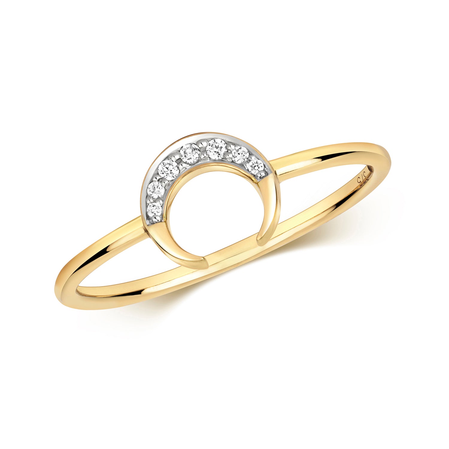 Diamond Crescent Moon Ring
